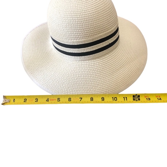 Magid Woven Sun Hat Two-Tone Paper Straw Black and White Bow - Picture 4 of 5
